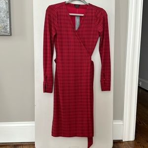 Ann Taylor, wrap around, red dress